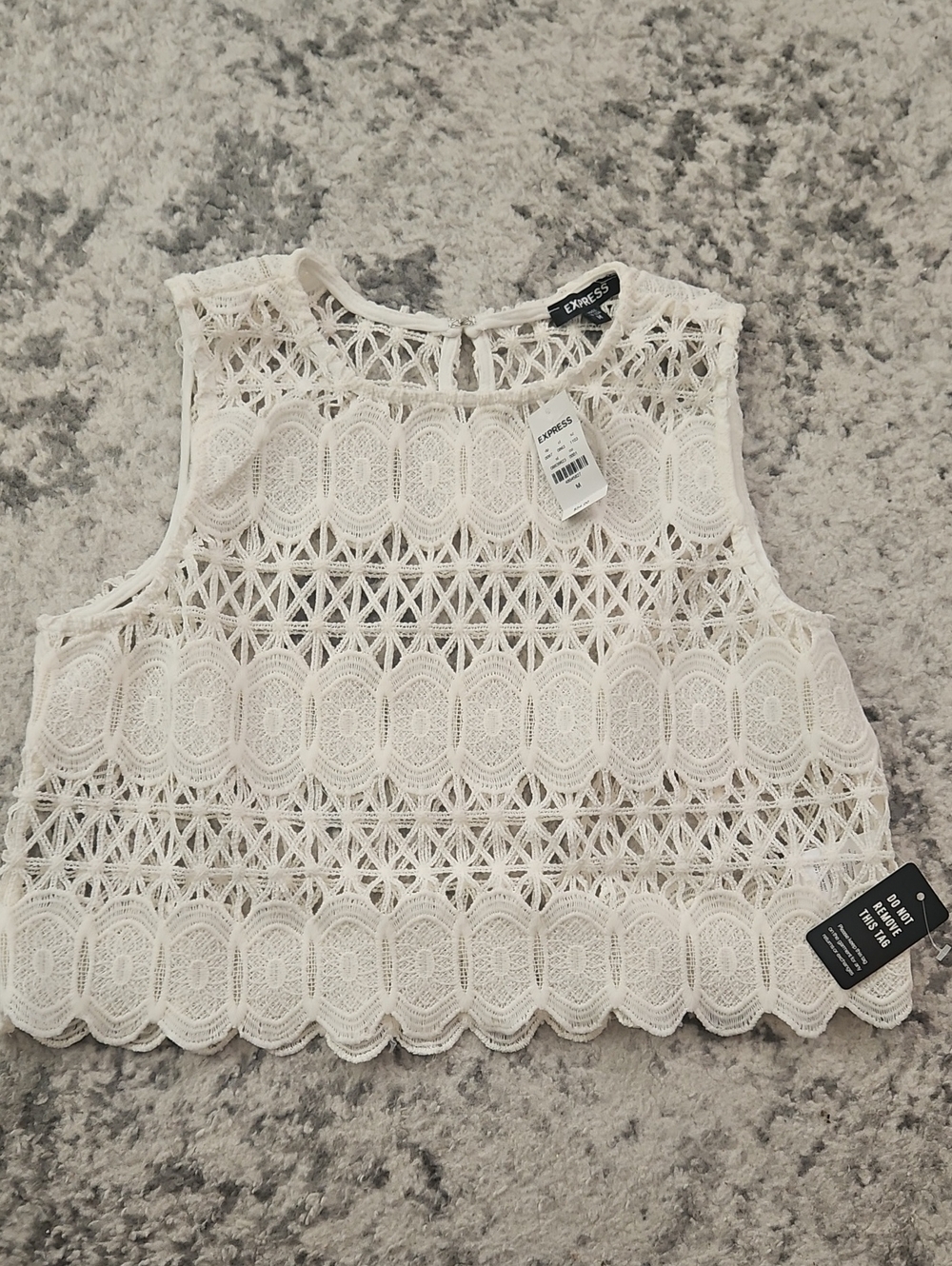 Express Cream Crochet Lace Crop Top